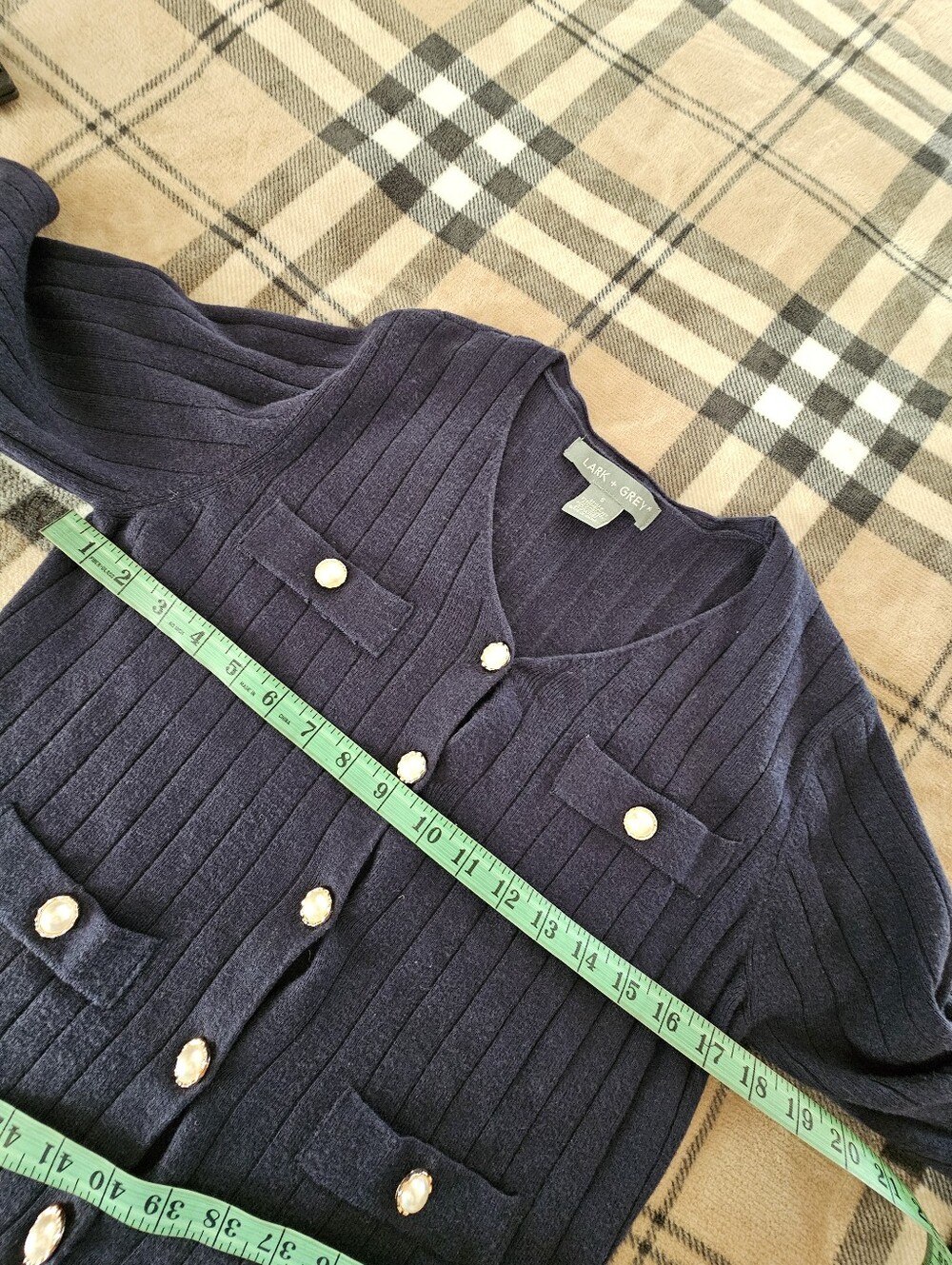 Classic Navy Ribbed Button-Front Cardigan - Women’s Sweaters & Cardigans - Picture 6 of 8